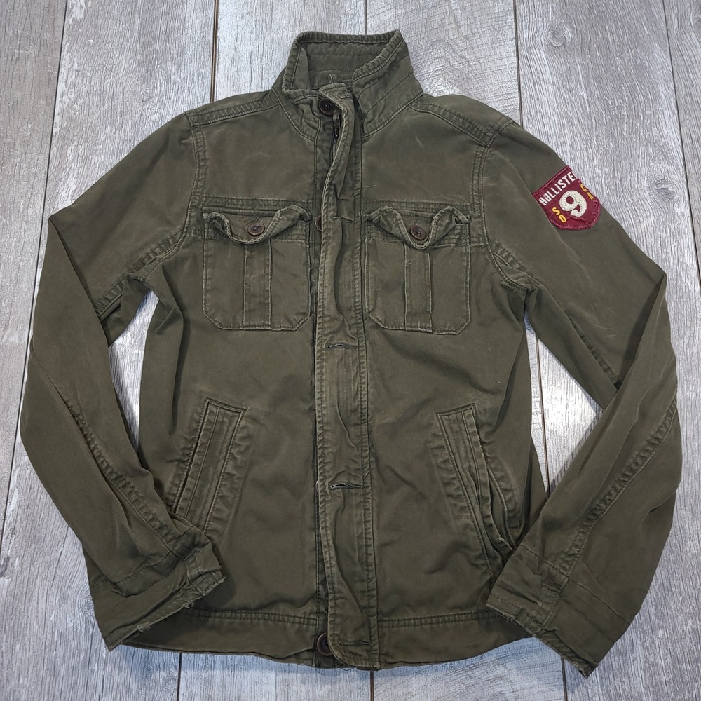Hollister Field Jacket Womens Size Medium Olive Green La Jolla Military Utility